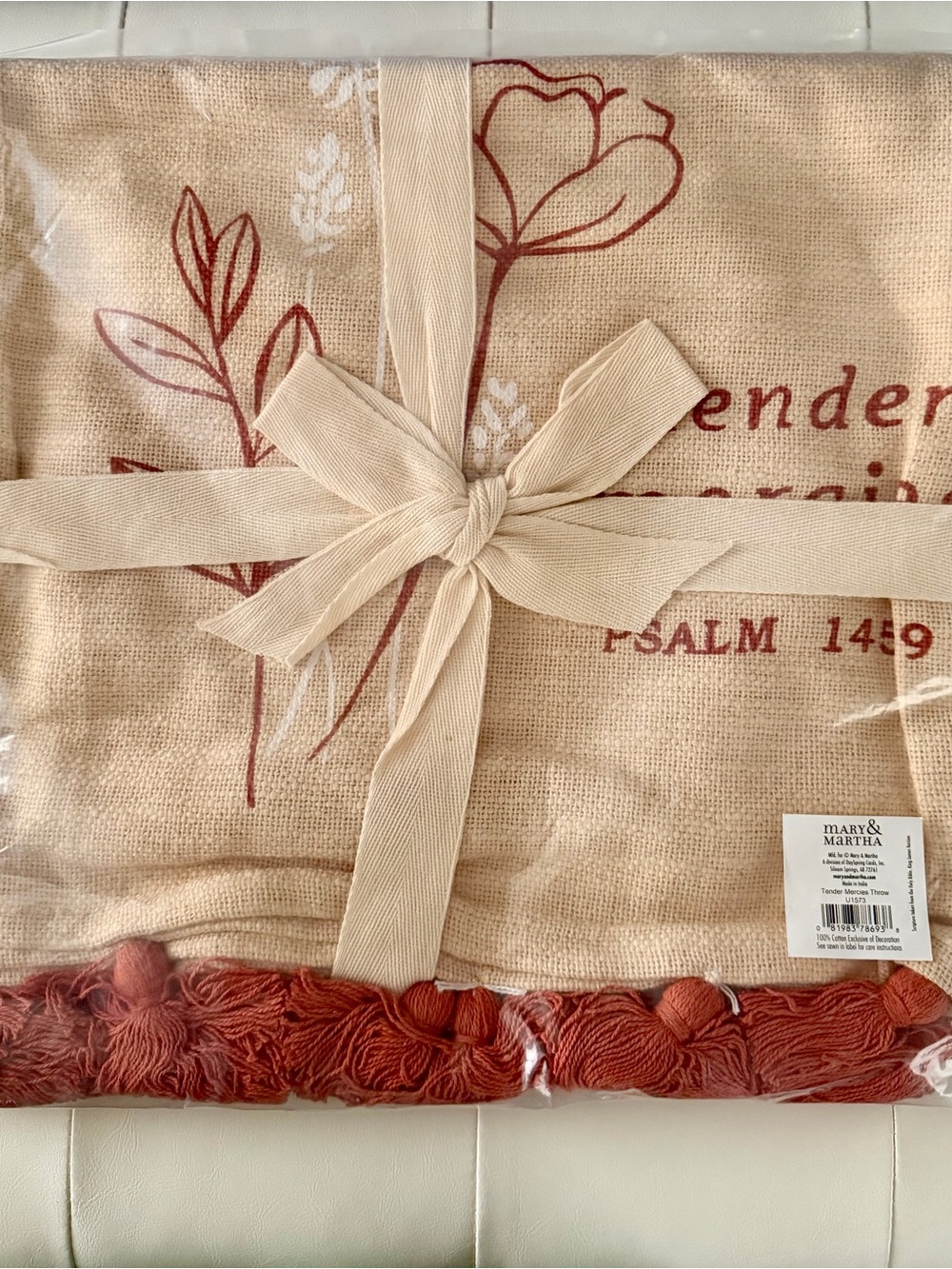 Mary & Martha Tender Mercies Psalm 145:9 Cotton Throw NWT
